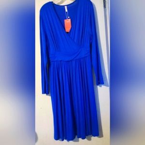 WEACZZY NWT Blue V Neck Pleated Dress‎ sz. XL